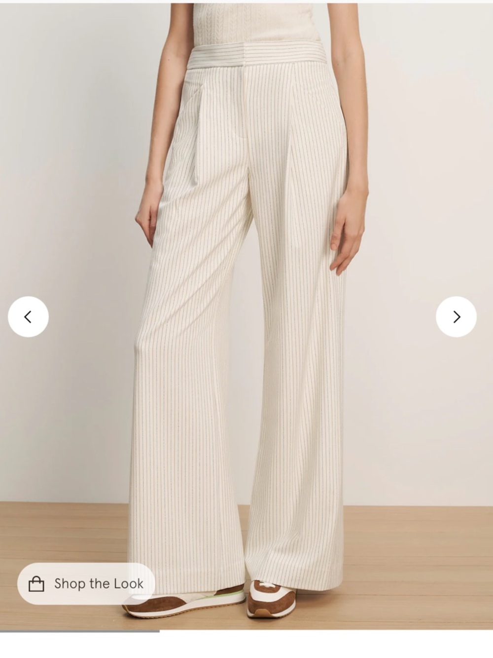NWOT Veronica Beard DOVE WHITE PINSTRIPE RIMINI WIDE LEG PANT Size 8
